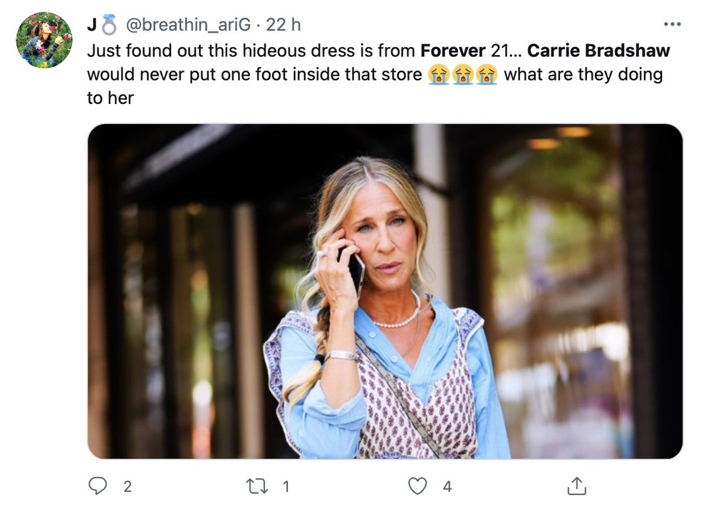 Carrie Bradshaw usou um vestido da Forever nas gravações do novo Sex and the City e os fãs