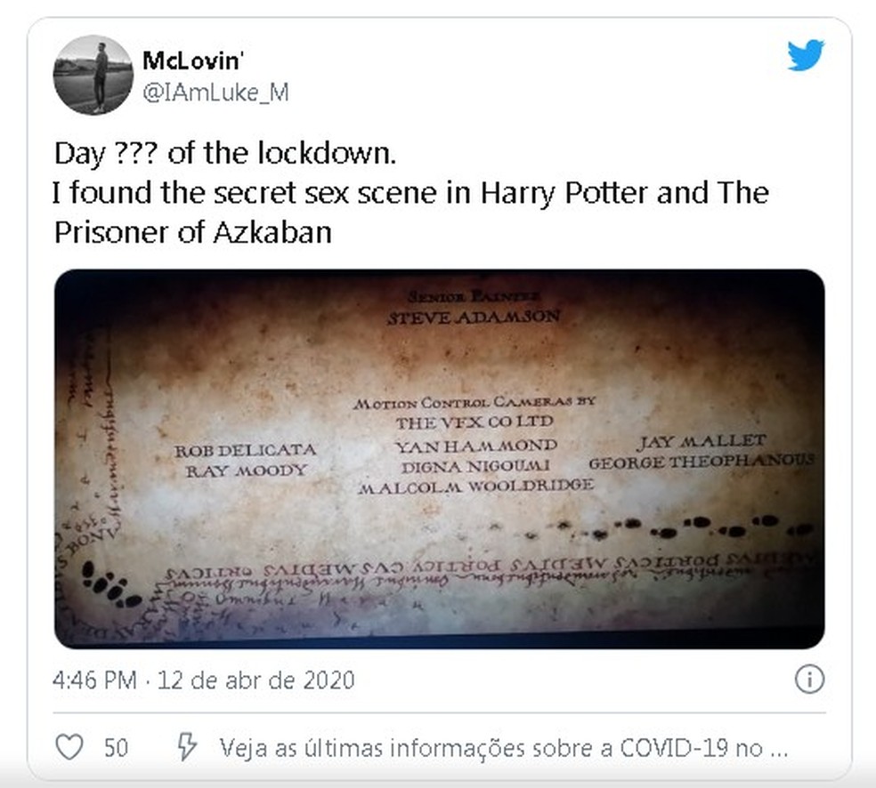 Fãs encontram 'cena de sexo' em o Prisioneiro de Azkaban (Foto: Reprodução/Twitter) — Foto: Glamour