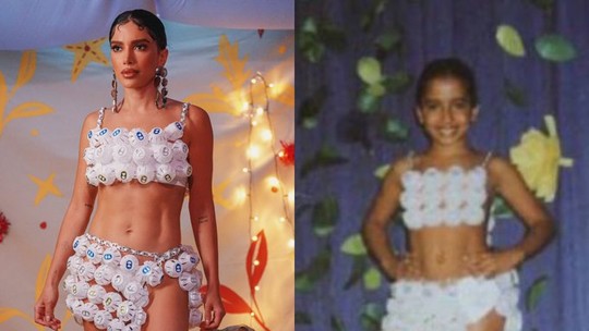 Anitta recria look de copos de café reciclados usado na infância em novo clipe