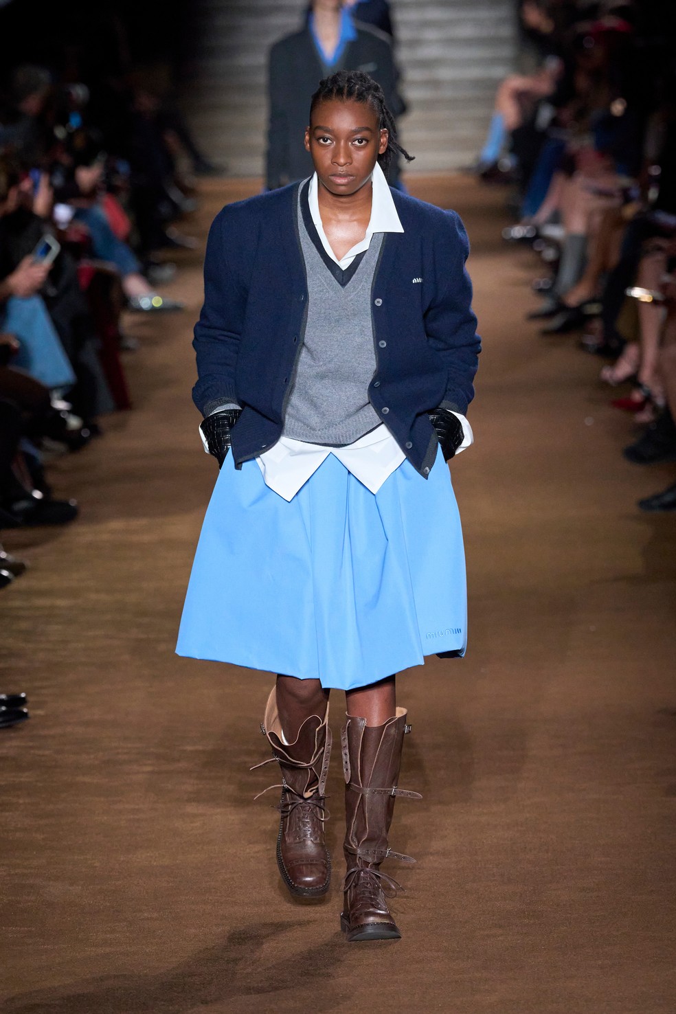 Estilo preppy desfilado pela Miu Miu — Foto: Spotlight Launchmetrics