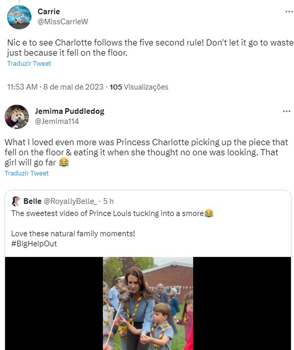 Web reage a cena da princesa Charlotte em evento — Foto: Reprodução/Twitter
