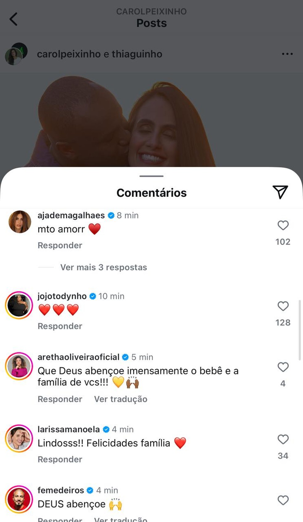 Famosos celebram primeira gravidez de Thiaguinho e Carol Peixinho — Foto: Reprodução/Instagram