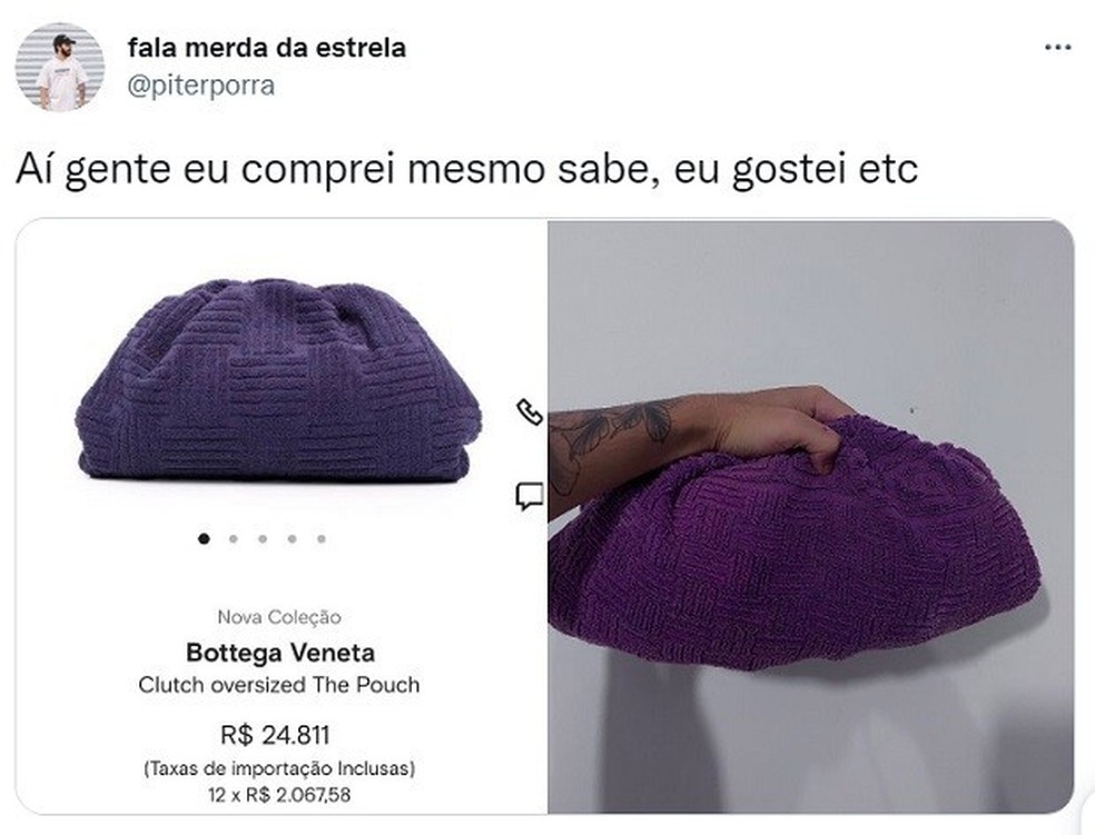 Bolsa com tecido de toalha que custa R$ 20 mil vira meme na internet