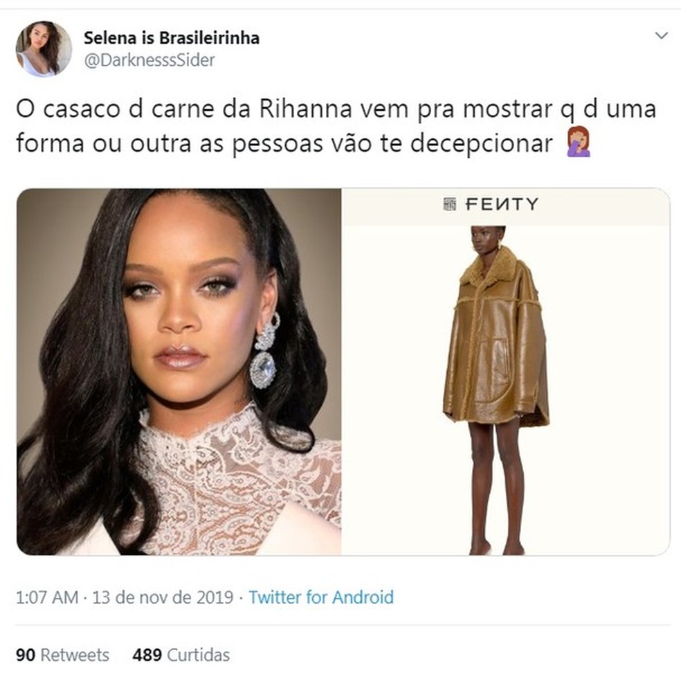Marca de Rihanna é criticada nas redes sociais por vender peças de pele animal (Foto: Reprodução) — Foto: Glamour