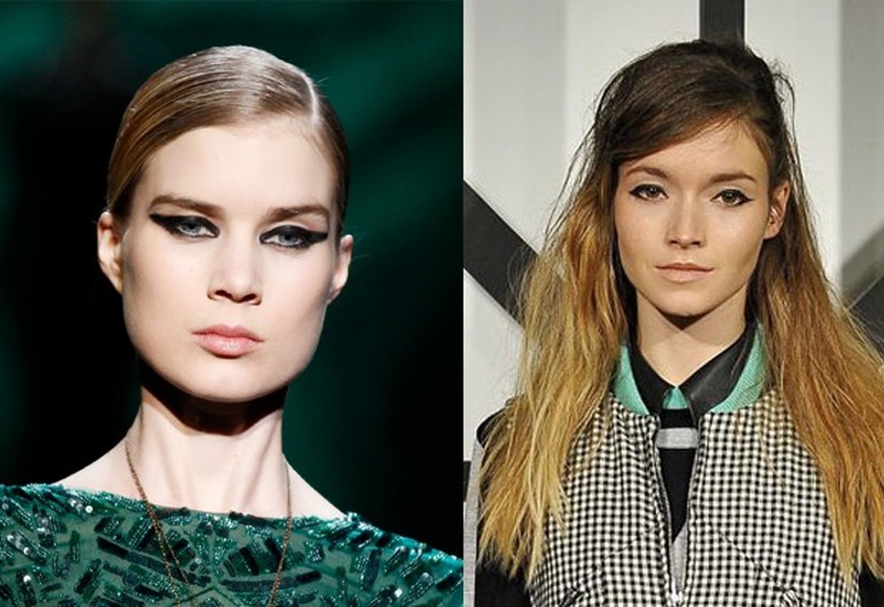 Olhos marcados nos desfiles de Munique Lhuillier e Tania Thaylor (Fotos: Getty Images e Imaxtree) — Foto: Glamour
