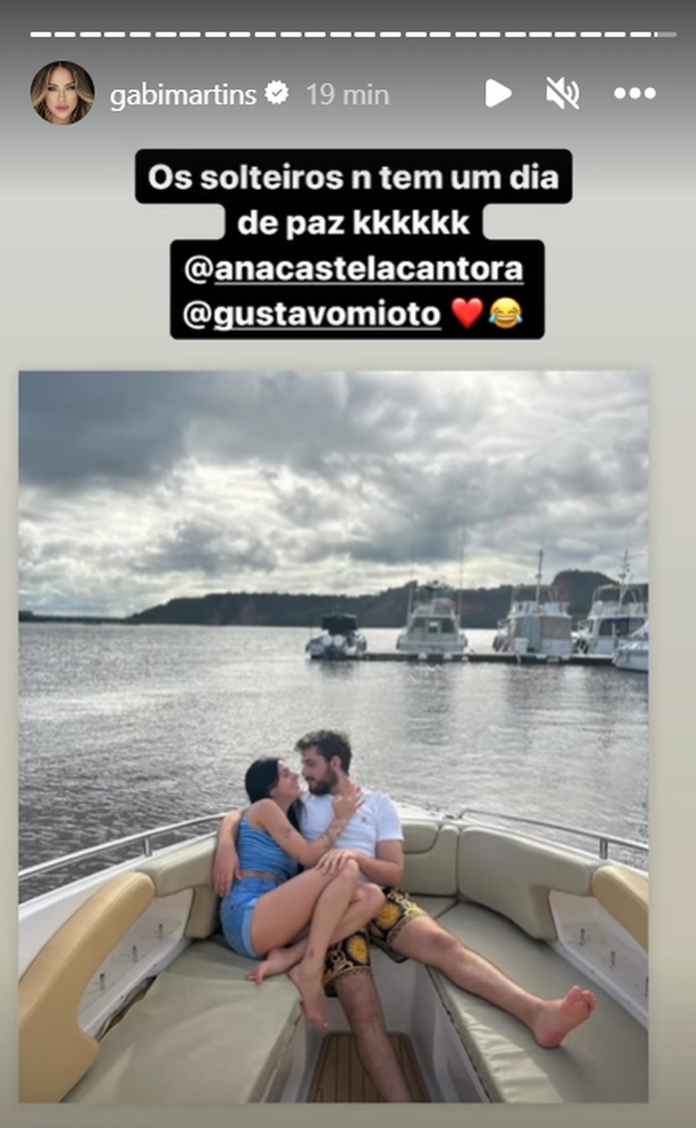 Gabi Martins reage a clique romântico de Gustavo e Ana Castela — Foto: Reprodução/Instagram