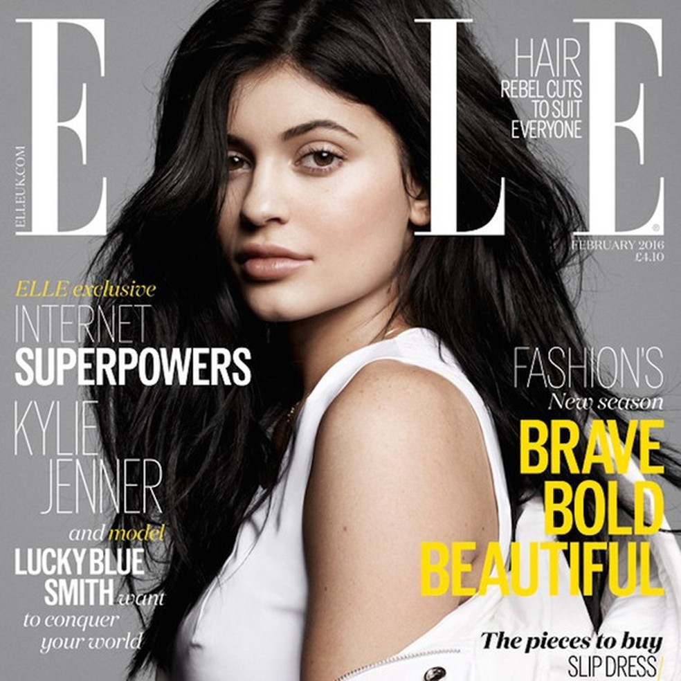 Kylie Jenner na capa da Elle UK de dezembro de 2015 (Foto: Divulgação) — Foto: Glamour