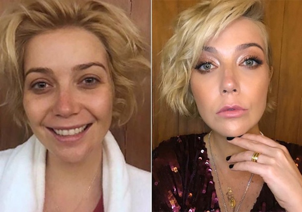 Luiza Possi mostra antes e depois da maquiagem: 'Mano do céu'