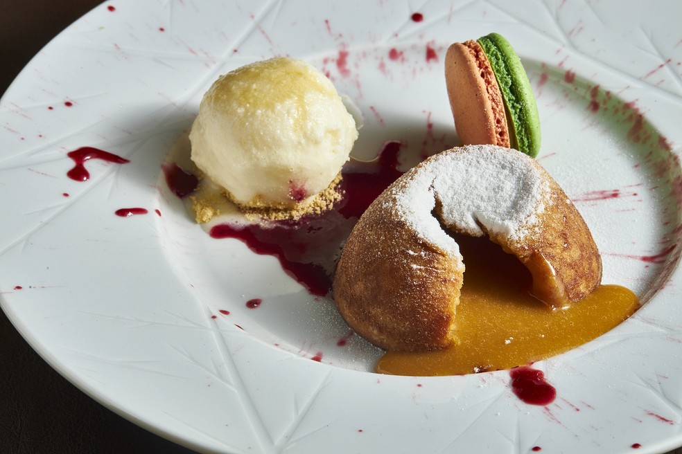 Capitólio de doce de leite com sorvete de queijo da canastra — Foto: Rodolfo Regini