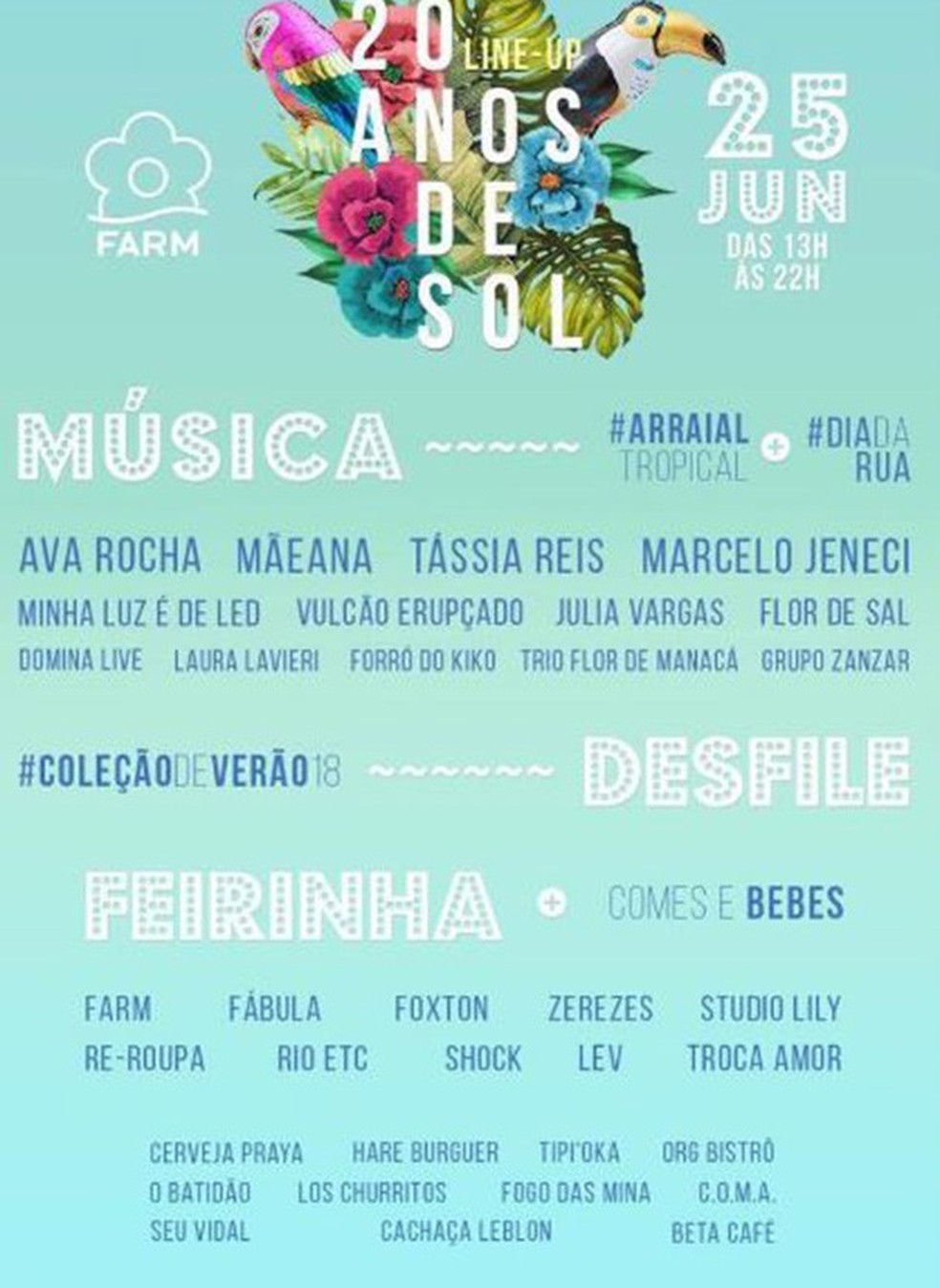 Farm completa 20 anos e faz festa aberta ao público neste domingo (25 ...