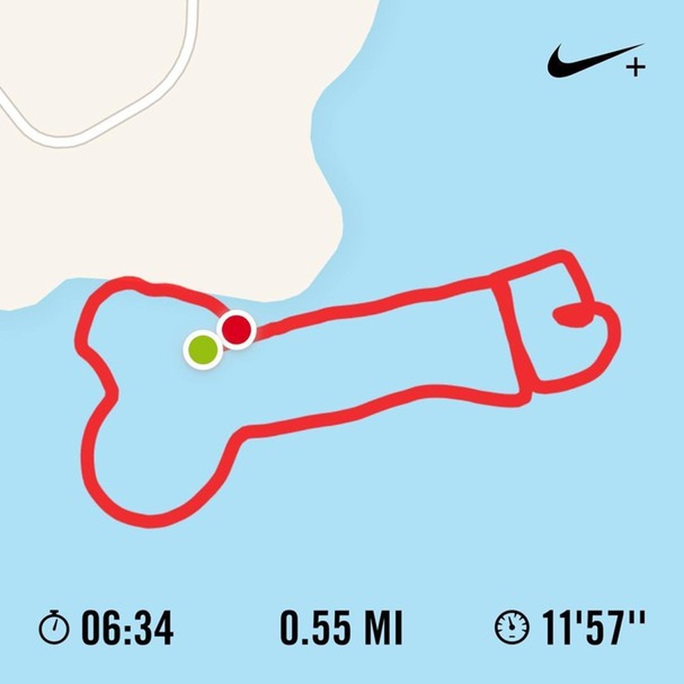 Rota de corrida de @dickrunclaire (Foto: Instagram/Reprodução) — Foto: Glamour