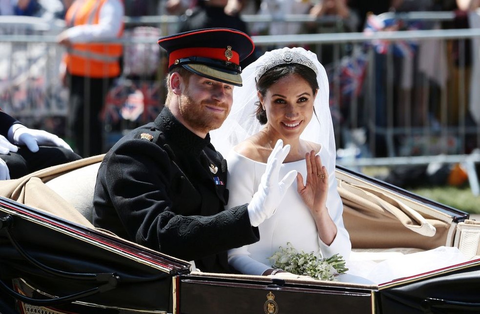 Príncipe Harry e Meghan Markle compartilham foto inédita do casamento — Foto: Instagram