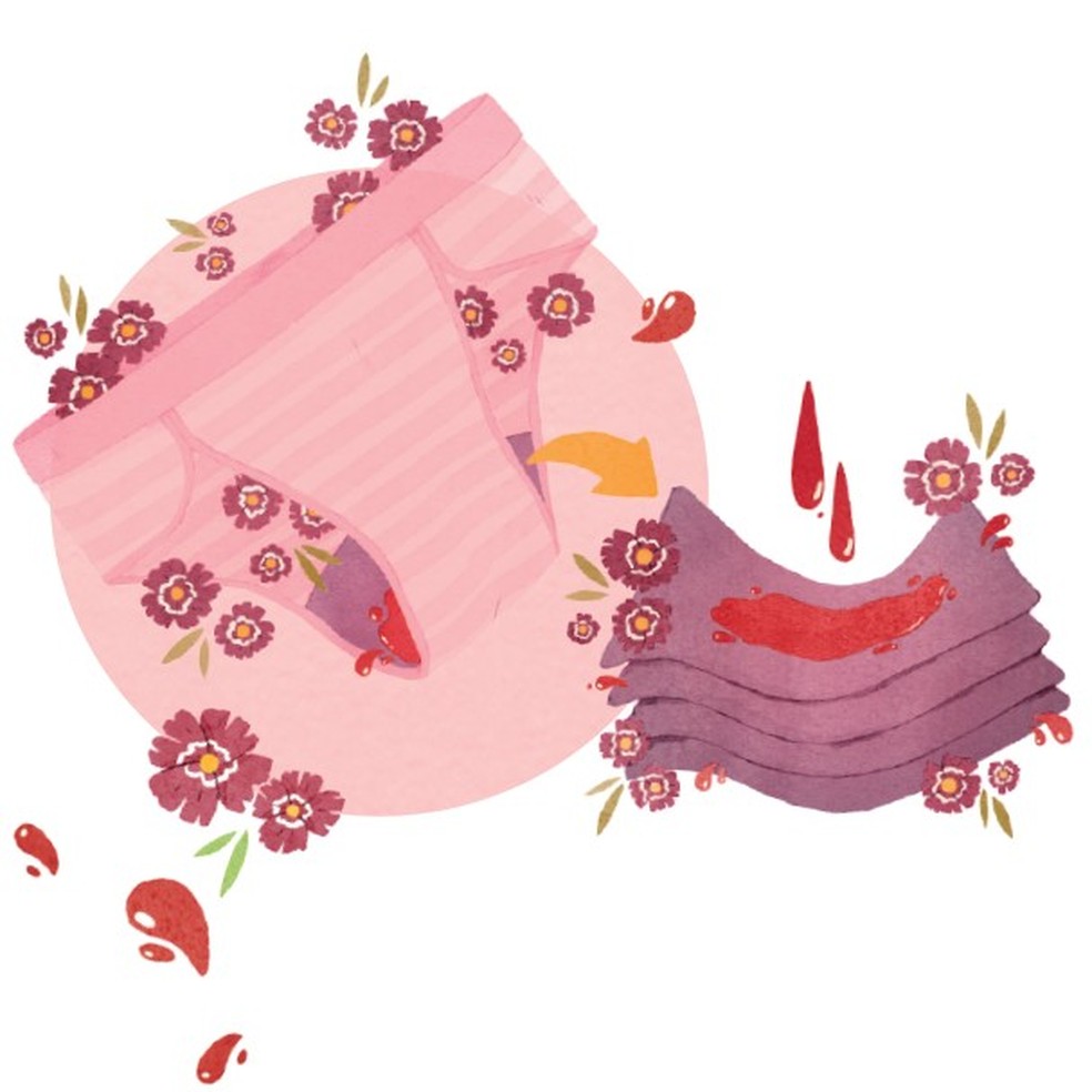 Calcinha absorvente (Ilustração Gabriela Sakata) — Foto: Glamour