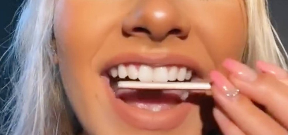 Dente lixado (Foto: Reprodução / Tiktok ) — Foto: Glamour