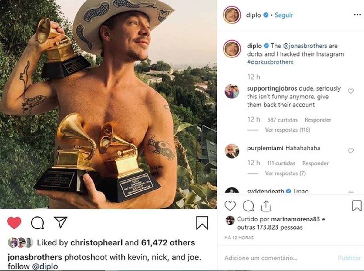 Diplo diz que hackeou Instagram dos Jonas Brothers e faz série