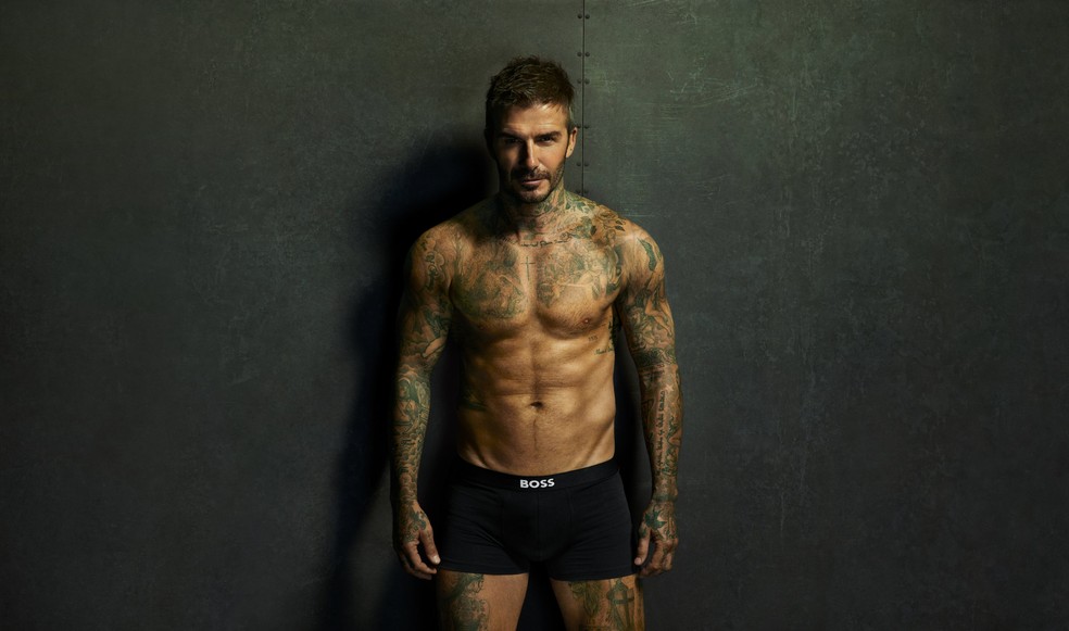 David Beckham chama atenção na coleção de underwear da Boss — Foto: Divulgação Boss| Trey Laird e Mert & Marcus