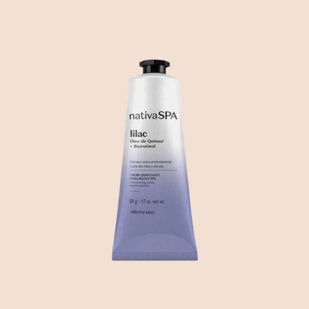 Creme Hidratante Para Mãos e Pés Nativa Spa Lilac, de O Boticário, R$42,90  — Foto: Divulgação