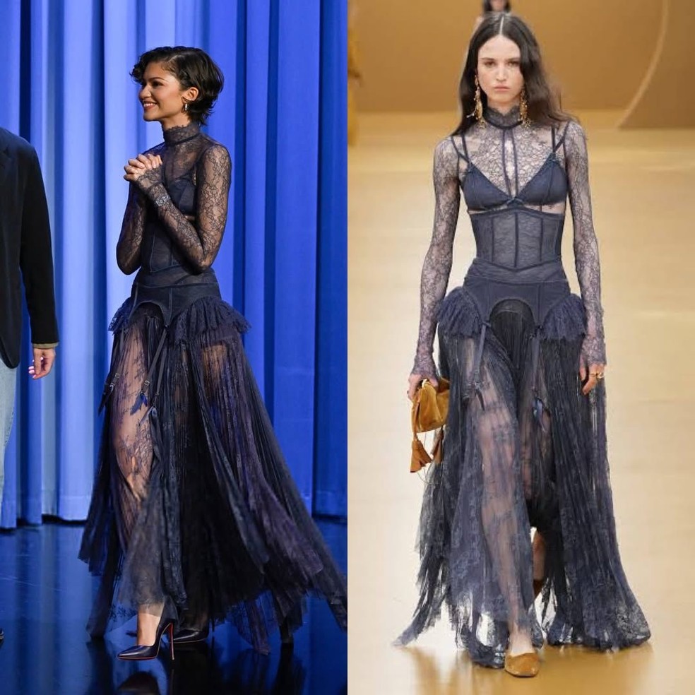 Zendaya usando Schiaparelli na première de The Drama — Foto: Getty Images