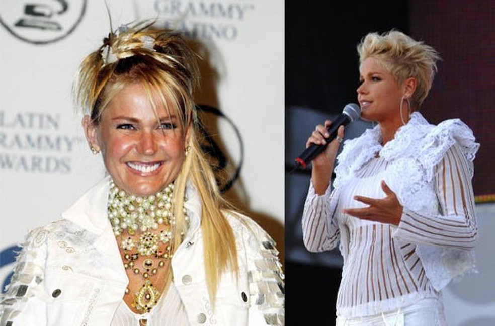 Xuxa em dois momentos repicados, em 2004 e 2007 (Foto: Getty Images) — Foto: Glamour