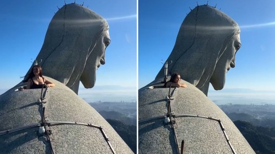 Rafa Kalimann se arrisca e posa no topo do Cristo Redentor, no RJ: "Não perco a fé"