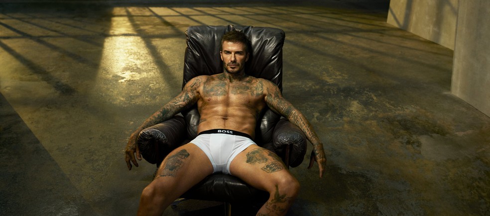 David Beckham chama atenção na coleção de underwear da Boss — Foto: Divulgação Boss| Trey Laird e Mert & Marcus