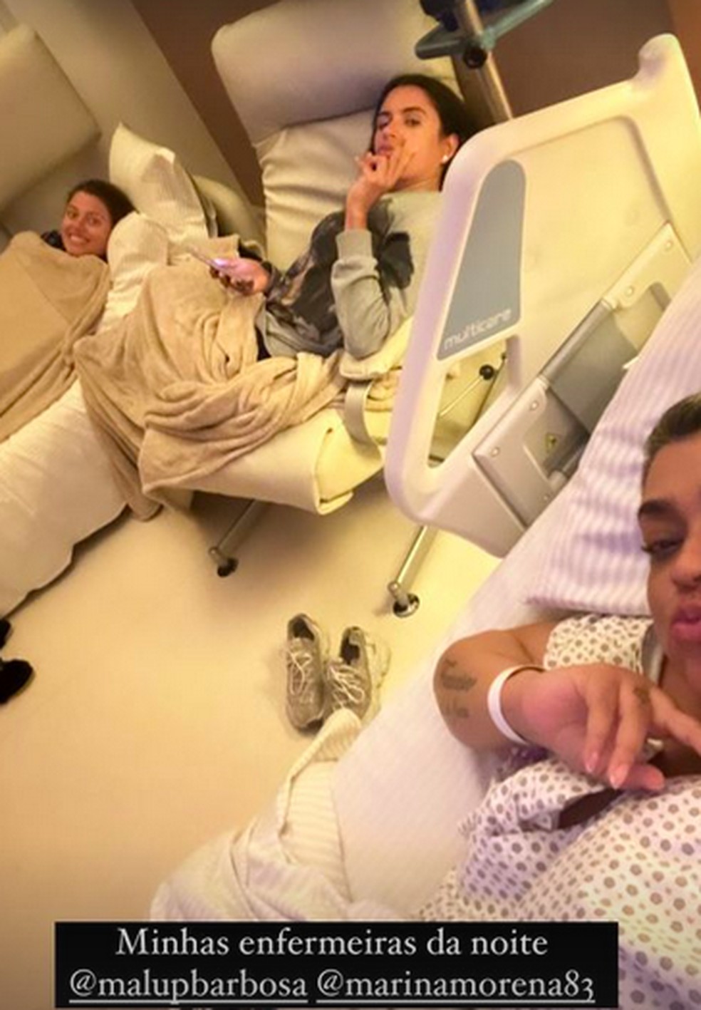 Preta Gil com a irmã e a amiga no hospital — Foto: Reprodução/Instagram
