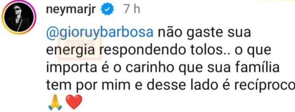 Após críticas, mãe de Marina Ruy Barbosa defende Neymar e ganha apoio do jogador — Foto: Instagram