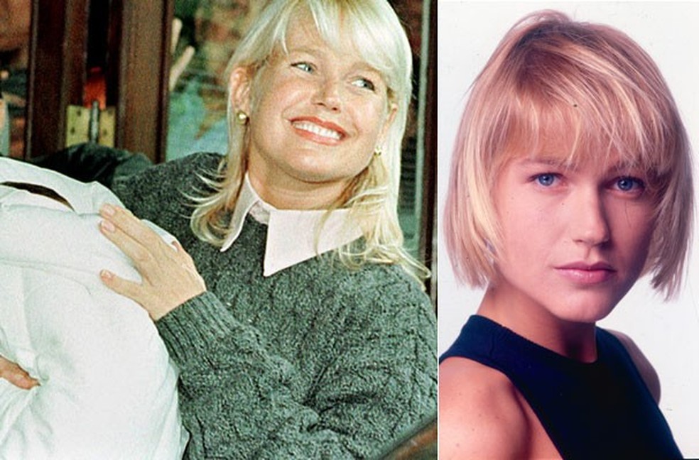 Xuxa em dois momentos franjinha: no nascimento da Sasha e 87 (Foto: Folha Press e Cedoc) — Foto: Glamour