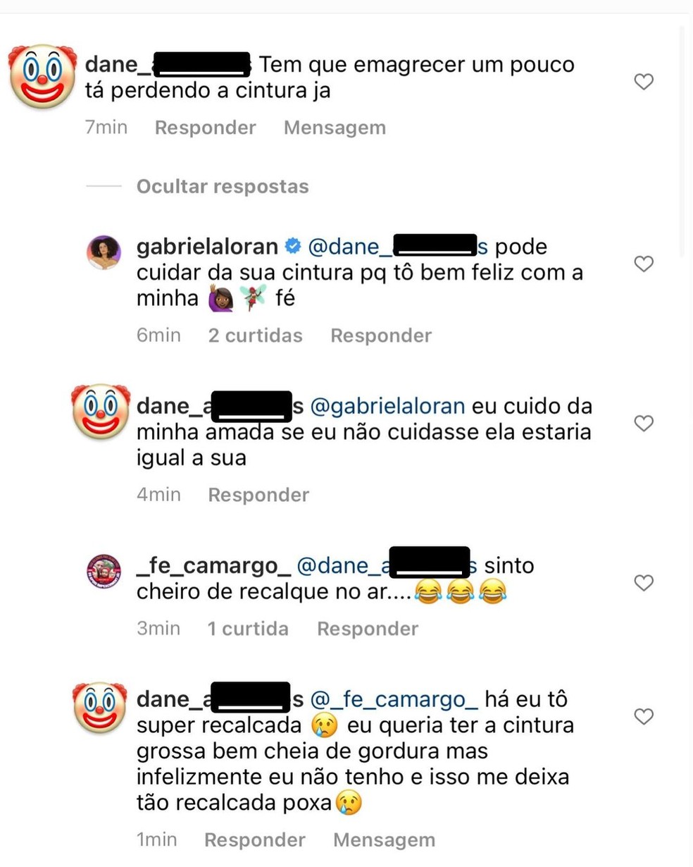 Gabriela Loran responde crítica sobre seu corpo — Foto: Instagram @gabrielaloran