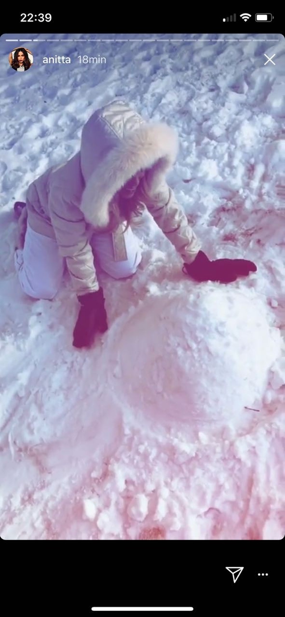 Anitta na neve (Foto: Reprodução Instagram) — Foto: Glamour