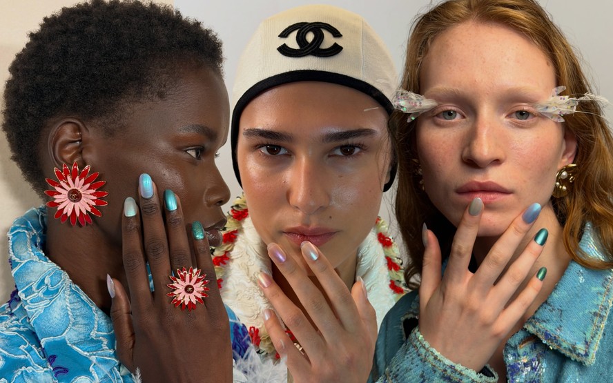 As unhas peroladas e coloridas da Chanel levam o mood sereia para as mãos