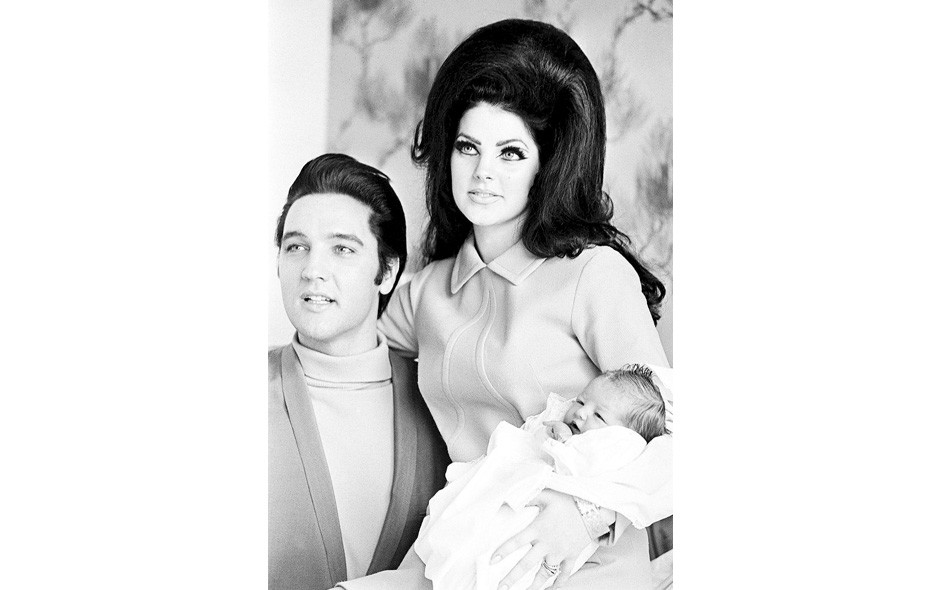Foto original de Elvis Presley, Priscila e Lisa