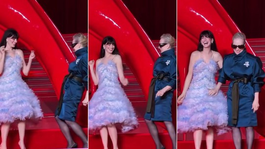 Anne Hathaway e Meryl Streep dançam tema de 'O Diabo Veste Prada 2' em pré-estreia na China
