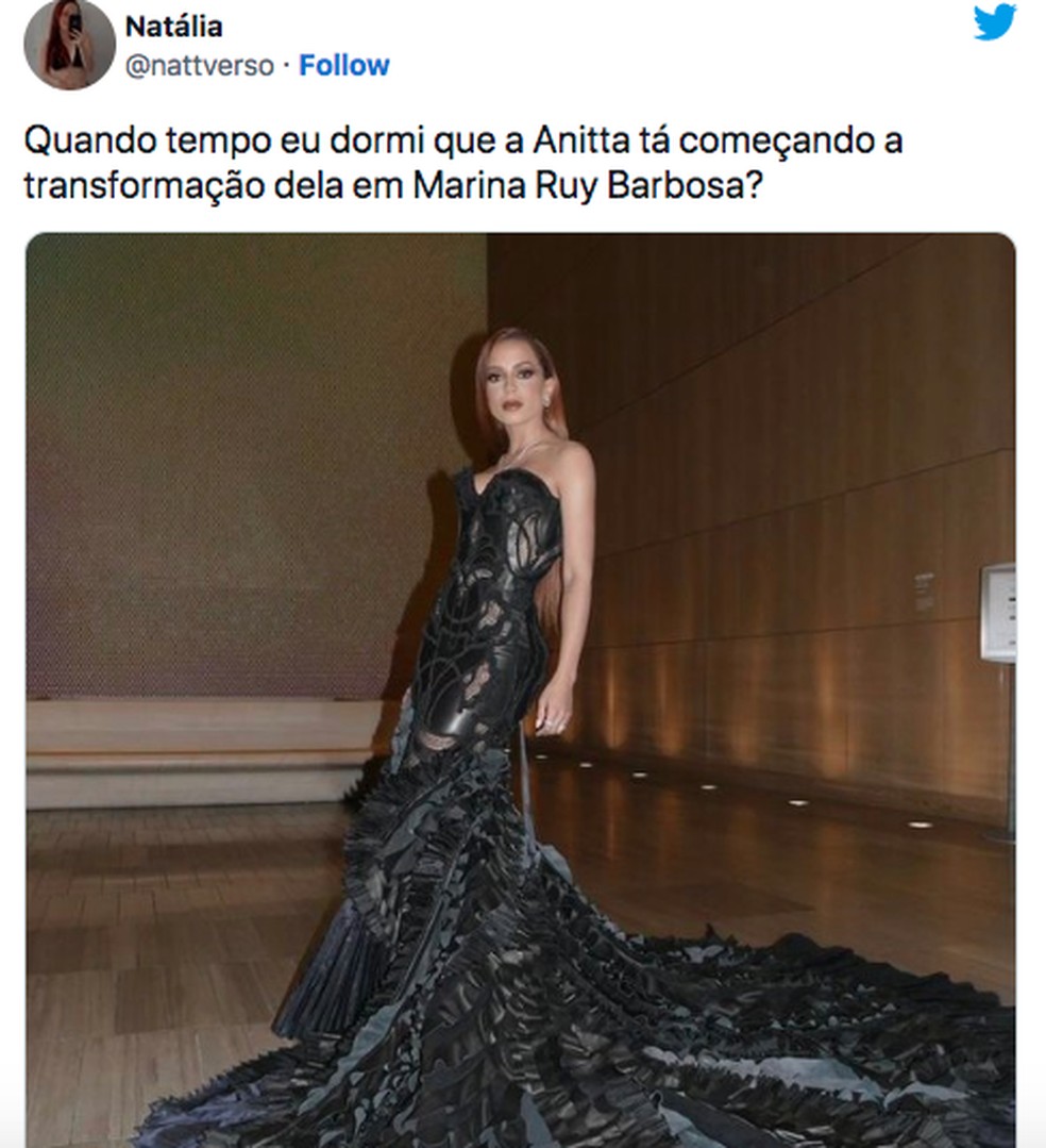 Internautas comparam Anitta com Marina Ruy Barbosa — Foto: Reprodução/Twitter