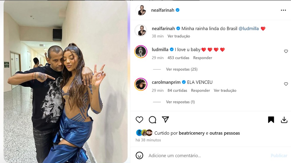 Ludmilla e Neal Farinah, cabeleireiro de Beyoncé — Foto: Reprodução