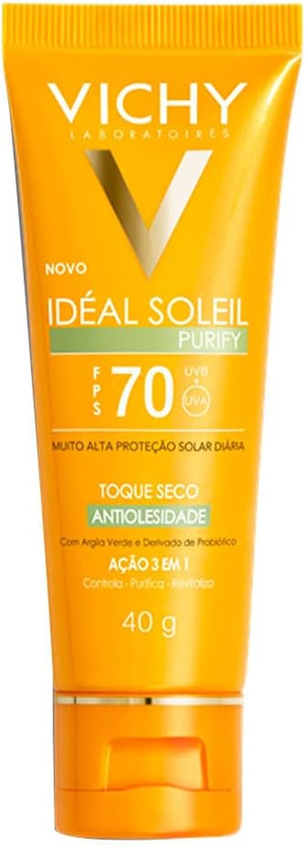 Ideal Soleil Vichy Purify fps 70 toque seco antioleosidade — Foto: Divulgação