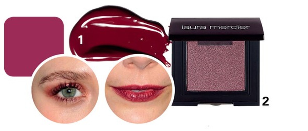 1. Lip Gloss cor Sixties Fan, R$ 136, Nars; 2. Sombra cor African Violet, R$ 139, Laura Mercier (Fotos: Condé Nast Archive, Getty Images e Divulgação) — Foto: Glamour