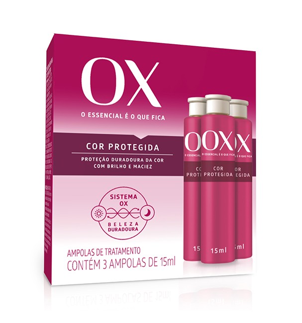Ampolas de tratamento Cor Protegida OX: sua fórmula com goji berry e vitaminas sela os fios e mantém a cor no interior da fibra capilar (R$25)