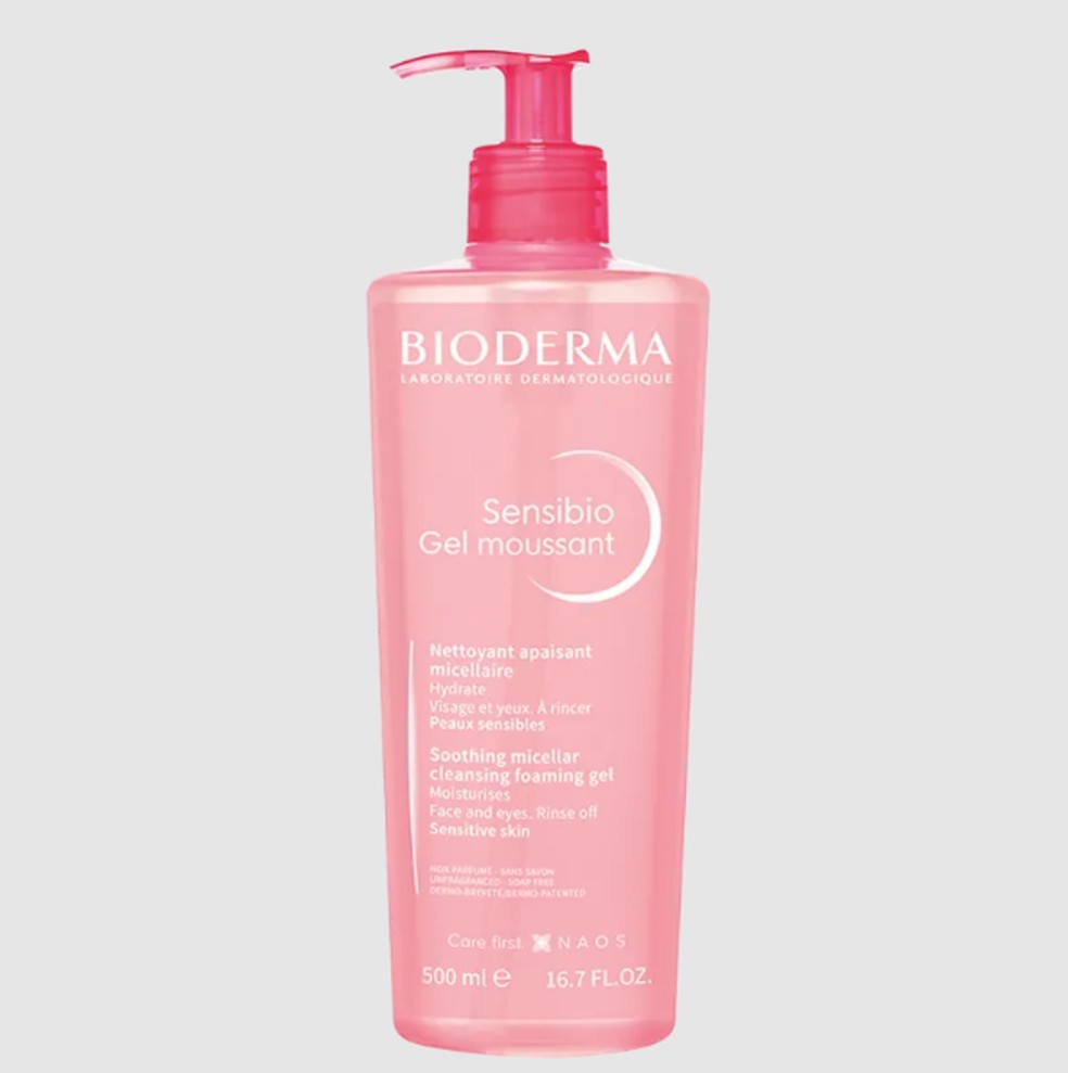 Sensibio Gel Moussant - Gel de Limpeza Micelar Facial, da Bioderma -  500ml - R$ 156,90 — Foto: Divulgação