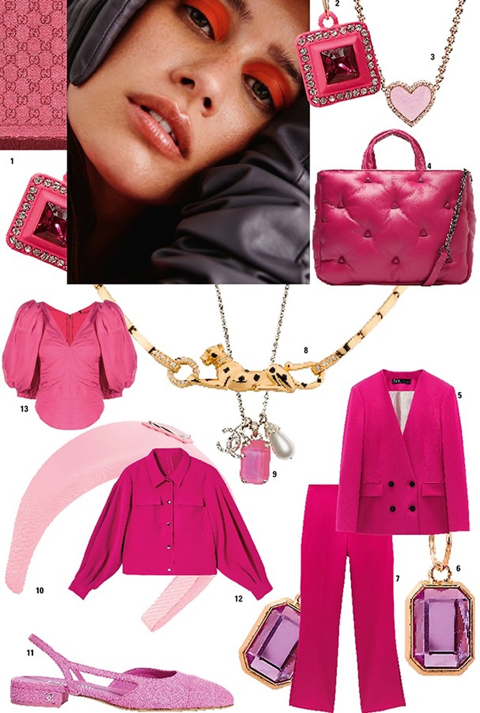 1. Gucci. 2. C&A, R$ 40. 3. Pandora, R$ 2.180. 4. Schutz, R$ 1.100. 5. Zara, R$ 479. 6. C&A, R$ 50. 7. Zara, R$ 259. 8. Cartier. 9 e 11. Chanel. 10. Prada, R$ 2.220. 12 e 13. Renner, R$ 38 e R$ 240. 13. Isabel Marant no Farfetch, R$ 8.227. (Foto: divulgação) — Foto: Glamour