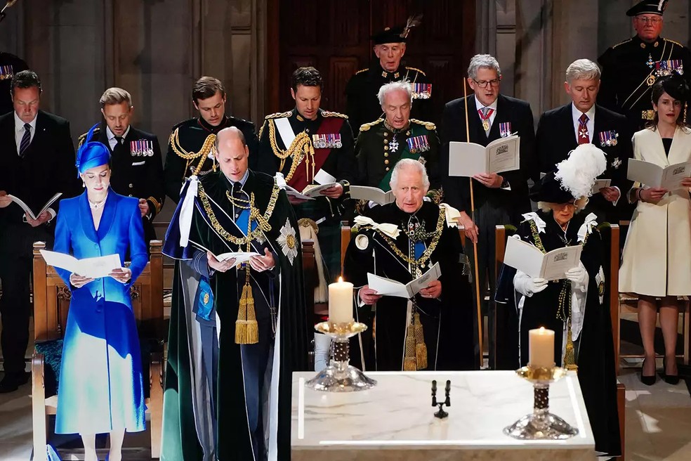 Parte da família real reunida em evento — Foto: Getty Images