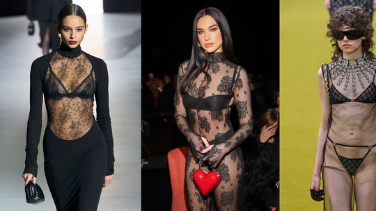 Das passarelas até a fila A: looks com lingerie à mostra foram tendência na semana de moda de Milão