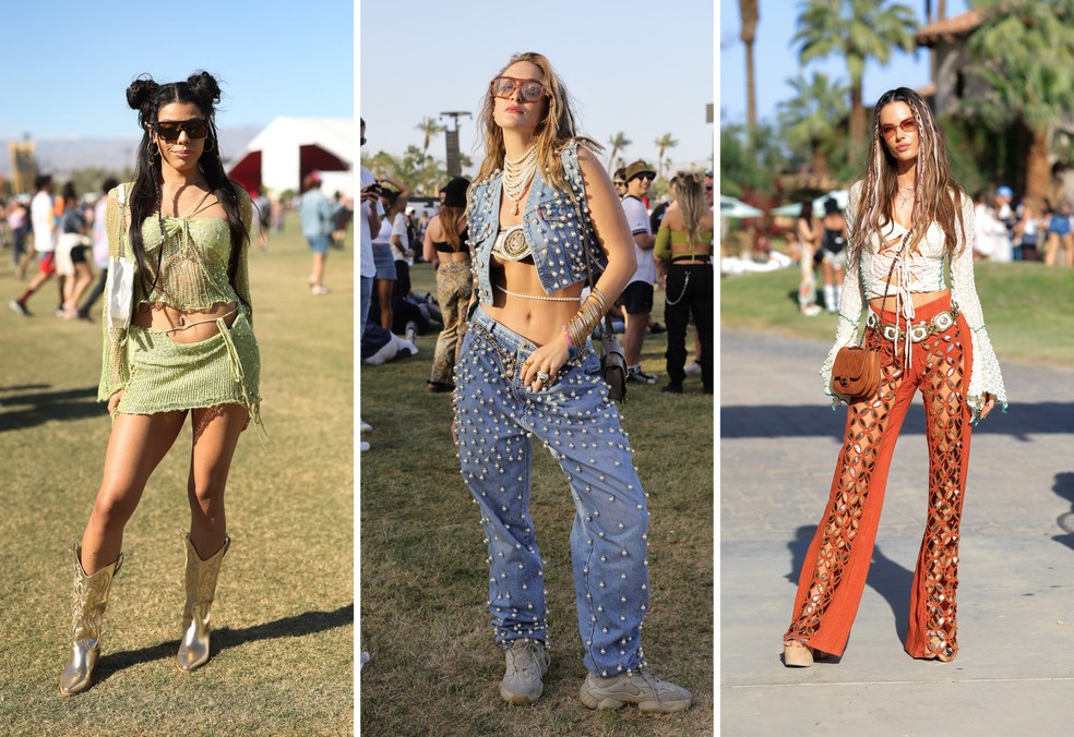 Convidadas no Coachella em 2024 e 2022 e Alessandra Ambrosio em 2023 — Foto: Getty Images