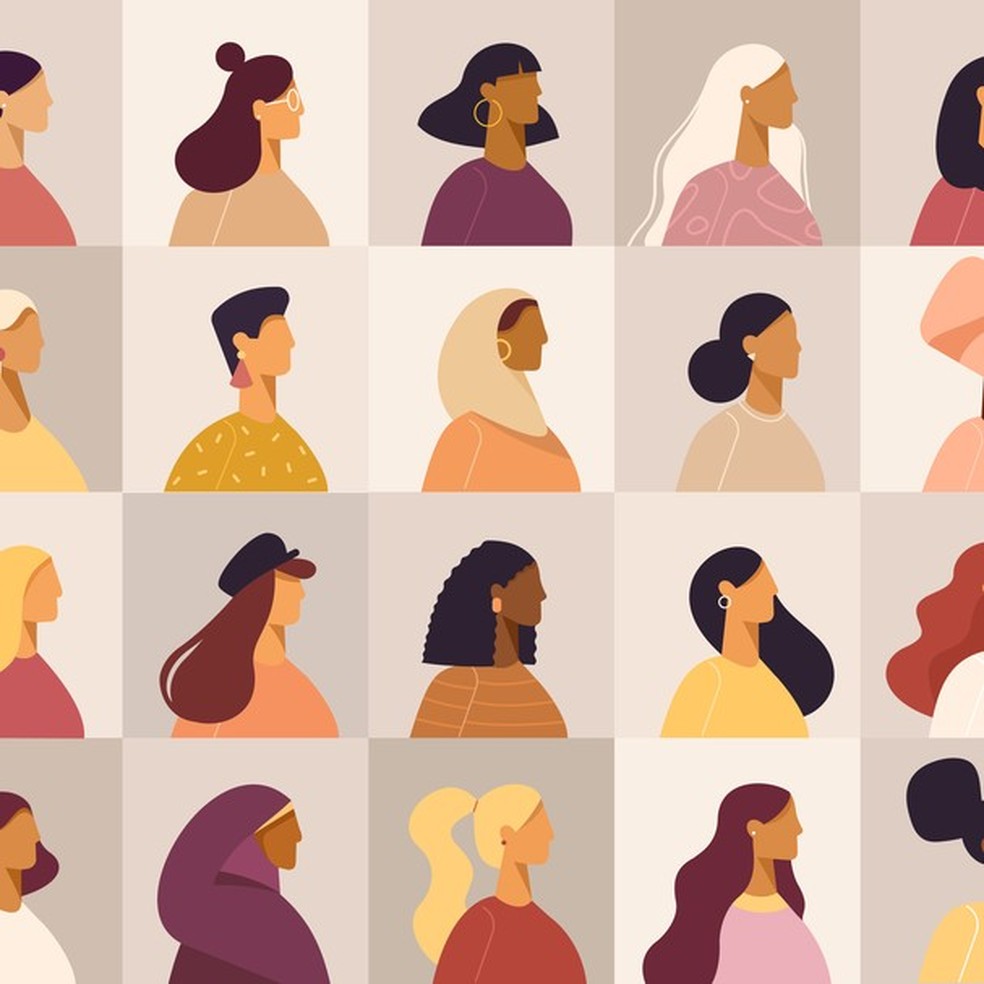 Various nationality. Blonde, brunette, redhead, african american, asian, muslim, european. Set of avatars. Vector, flat design (Foto: Getty Images/iStockphoto) — Foto: Glamour