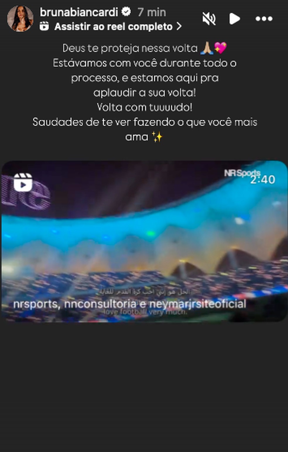 Bruna Biancardi manda recado para Neymar — Foto: Reprodução/Instagram