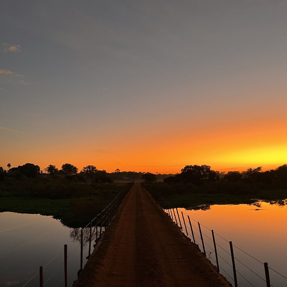 Nascer do sol na Caiman Pantanal — Foto: Renata Telles