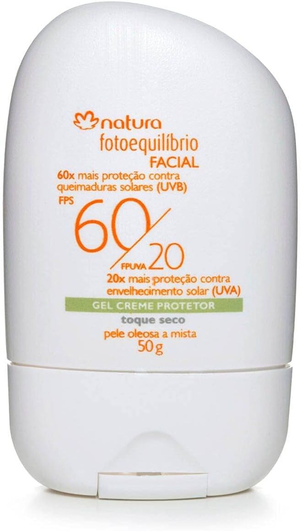 Gel Creme Protetor Facial FPS 60/ FPUVA 20 Pele Mista a Oleosa Fotoequilíbrio - 50g, Natura — Foto: Divulgação