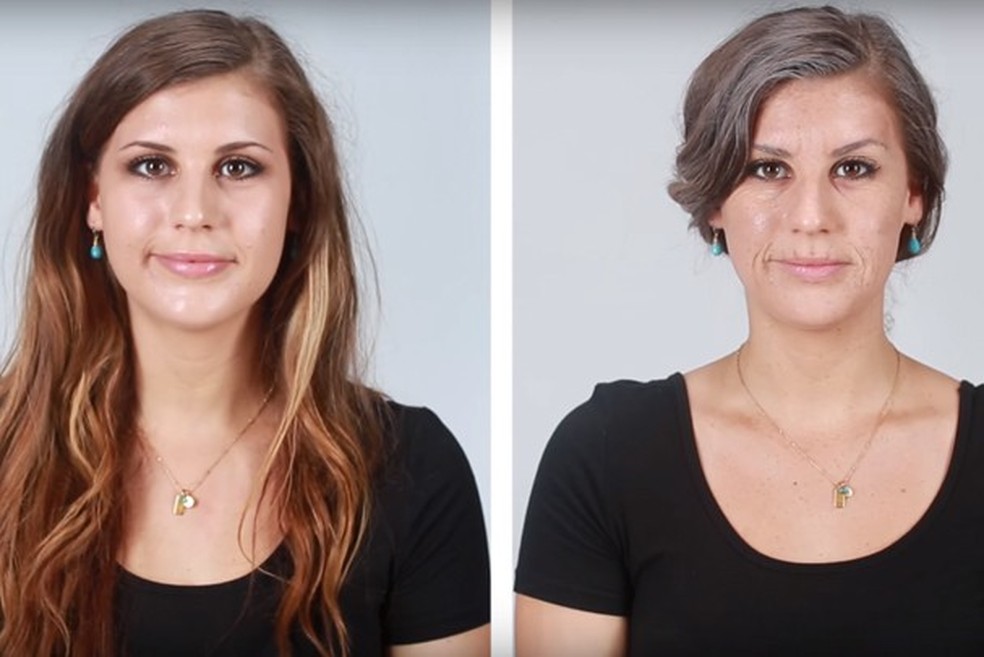 Jovens tiveram rosto transformado por maquiagem em vídeo (Foto: Reprodução) — Foto: Glamour