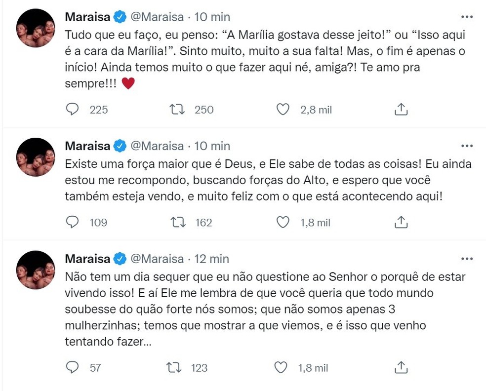 Maraisa divulga carta aberta e revela dificuldades após partida de Marília  Mendonça