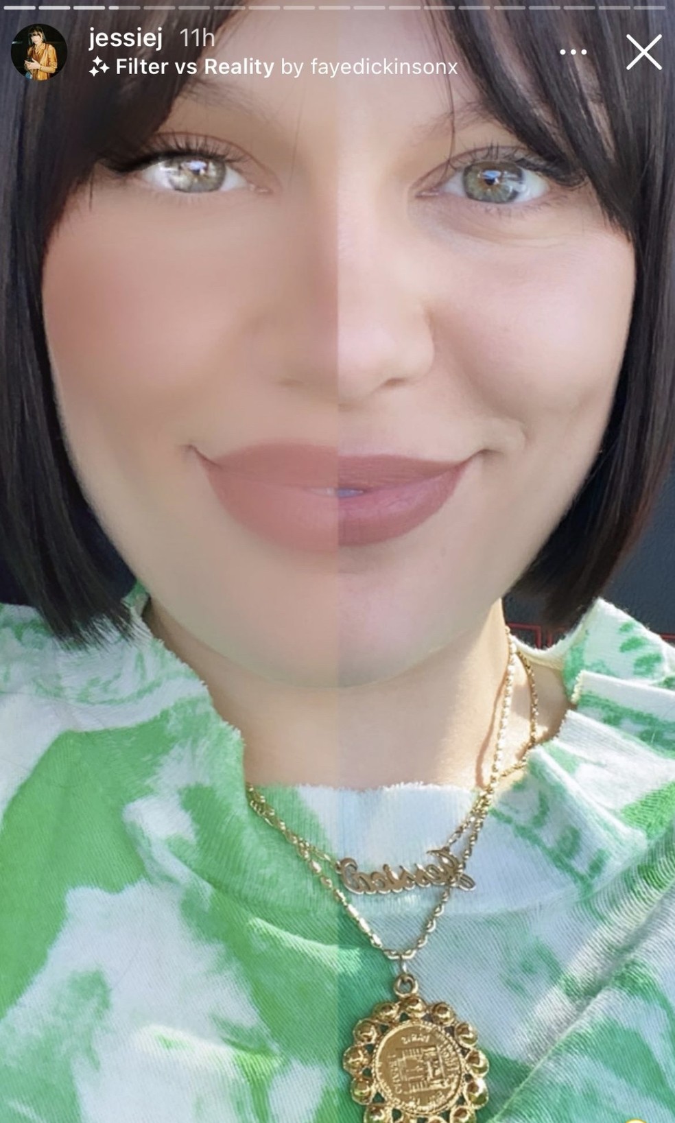 Jessie J em sua versão com o filtro (Foto: Reprodução/Instagram) — Foto: Glamour
